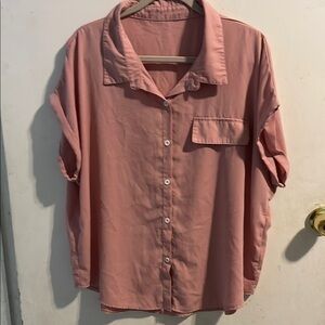 SHEIN‎ Pink Boxy Button Down Shirt